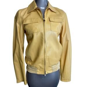 Loro Piana Italy Lambskin Leather Bomber Jacket Women’s Size 40 Luxury Designer